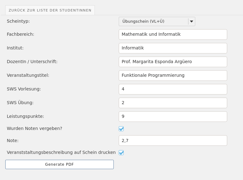 Print PDF Detail Input Form